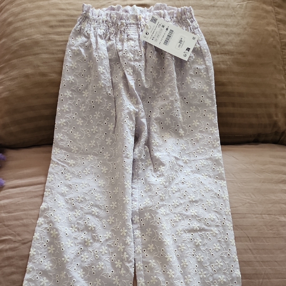 Zara Kids Light Purple Eyelet Pants